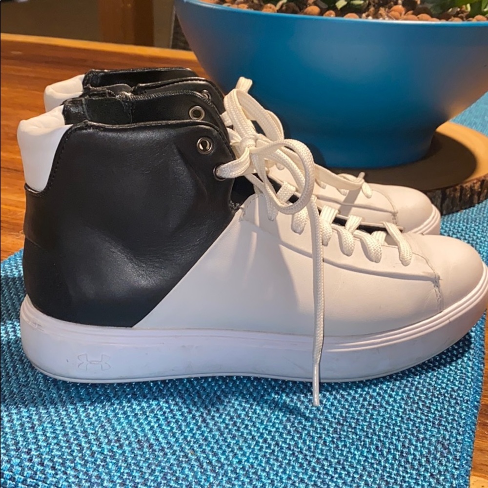 Under Armour White Leather High Top Sneakers